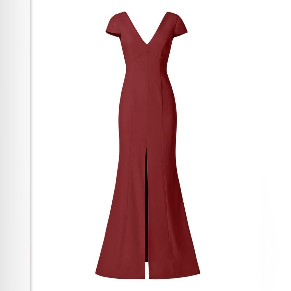 Amsale Viola V-Neck Bridesmaid Dress in Cayenne Women Size 14 Formal Bridesmaid